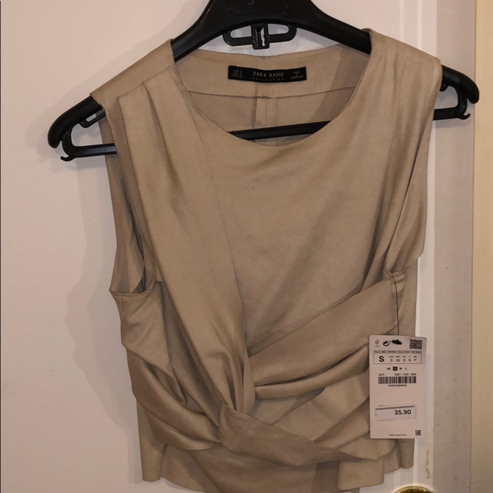 Zara Basic Collection suede cropped shirt